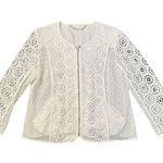 Trina Turk  white eyelet crochet lace zip up jacket Photo 9