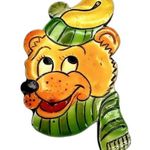 Vintage 1950's West Germany Bear Brooch Pin Hand Painted Plastic Photo 0