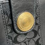 Coach  1941 Black Leather Bifold Snap Closure Long Wallet Signature C Stripe Photo 3