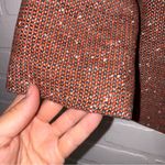 Boston Proper  Tweed Blazer Brown & Red Suit Jacket w/ Tan Floral Trim Photo 5