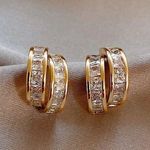 18k Gold Luxury Earrings with Crystals in Gold Photo 0