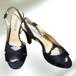 Albano Rich Blue Satin Strappy Heels Size 39 Eur 8.5 US Formal Italy Wedding Photo 0