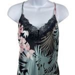 Linea Donatella Linea Donnella Tropical Black Floral Satin Feel Mermaid Maxi Slip Dress L Y2K Photo 2