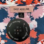 Adeline East  NWT Size 2X Pink & Blue Floral Print Ruffle Trim V-Neck Blouse Top Photo 5