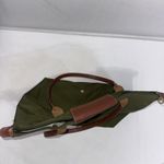 Longchamp Le Pliage Green Leather Canvas Gorpcore Designer Tote Shopping Bag Photo 14