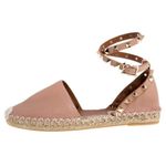 Valentino Garavani  Rockstud Espadrille Sandals Leather Wrap Ankle Poudre Pink 35 Photo 1