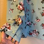 My Michelle LARGE Multicolored Floral V-Neck Long Sleeve Peasant Blouse Aqua Photo 3