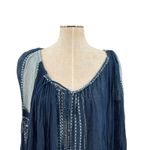 Free People  Embroidered Peasant Top Blouse Long Sleeve Blue Size Medium Photo 1