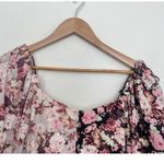 For Love & Lemons Houston Mini Dress Floral Puff Sleeve Ruched Ruffle Romantic M Pink Size M Photo 7