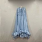 Mac Duggal  56082 Chiffon Cape Sleeve Ankle Length Dress with Keyhole sz 14 Photo 1