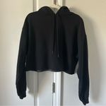 Fabletics Black Cropped Fleece Hoodie Raw Hemline Photo 1