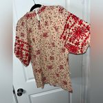 Savanna Jane Floral Print 3/4 Sleeve Mock Neck Peasant Western Embroidery Top 1X Red Photo 1