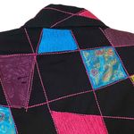 Life Style Womens Black Green Blue Pink Patchwork Vintage Artistic Jacket Size S Photo 7