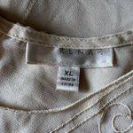 Kenar Womens Sheer Blouse Tank Top Embroidered Floral Design Button Down Beige Photo 6