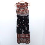 90s Positive Attitude Womens Dress Size 8P Black Rust Boho Tribal Fall Midi‎ Photo 5