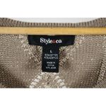 Style & Co  Woman's Large Tunic Sweater Khaki & Cream Long Sleeves Knit Hi-Low Photo 5