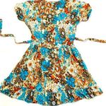 a.n.a Teal Blue floral sundress with roses  belt Photo 0