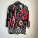 Vintage 90s Boho Hippie Colorful Floral Tropical Oversized Blazer Jacket Black Size L Photo 2