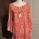 Boho Blu Orange and White Trumpet Sleeve D… Photo 1