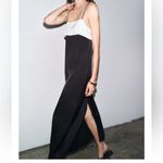 ZARA NWT black & white satin, viscose midi dress spaghetti strap contrast detail Photo 5
