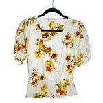 Socialite Blouse Size XS Women's Floral Short Sleeve V Neck Button Peplum Waist Photo 2
