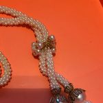 Elegant Pearl Beaded‎ Necklace Lariat Adjustable Faux Pearls White Photo 3