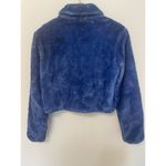 Sin by Morgan Cooper Blue Faux Fur Cropped Jacket Size Medium Boxy Silhouette Photo 2