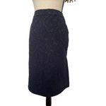 Marni Floral Lace Wool Skirt Womens Size 44 Navy Blue with Dark Gray Pencil Photo 2