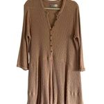 Free People  Beach Blossom mini Dress Henley ribbed boho cottage core peach Sz S Photo 2