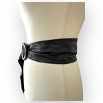 HYDE Collection H16021 Black Wrap Around Wide Round Buckle Obi Belt M Photo 4