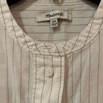 Madewell White with Blue Striped Crew Neck Popover Cotton Top Shirt Size XXS Photo 3