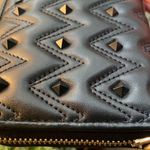 SALE🔥Authentic VALENTINO ROCKSTUDS spikes Quilted leather LG zip around wallet Black Photo 9