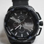 American Exchange Goth Punk Black Leather Band Quartz New Battery Unisex Watch Photo 0