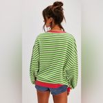 Free People NEW  Oversized Striped Crew~Pink Clover~pink/green/white~small~HTF! Photo 2