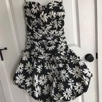 80s Drop Waist Bubble Skirt Dress Positively Ellyn Black White Floral 14 Photo 0
