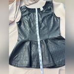 Vintage Made In USA Vegan Leather Peplum Fit and Flare Fitted Tank Black Size S Photo 5
