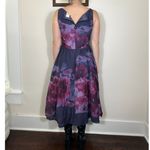 Target Lela Rose x  Dress Purple Floral Watercolor Silk Blend Asymmetrical Sz 12 Photo 3