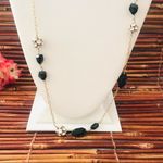 J.Crew Black Glass & Rhinestone Ball Gold Tone Long Necklace Photo 2