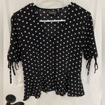Voodoo Vixen Black White Polka Dot Button Down Peplum Top Women’s Size S Photo 0