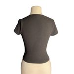 Full Tilt  Ribbed V-Neck Crop Tee Black Size M Stretch Fitted Top Photo 6