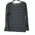 Loft Outlet Women's Sz M Drape Neck Tie Knot Striped Top Black Long Sleeve Photo 1