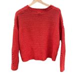 AQUA Women's XS Brick Red Cable-Knit Pullover Sweater Casual Photo 2