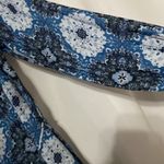 Loft ANN TAYLOR SIZE MEDIUM Blue White Smocked Dress medallion paisley design Photo 5