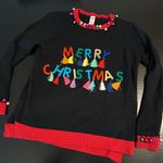 Holiday Time  Black Sweater with Colorful Tassels ugly Christmas sweater Photo 0
