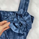 Urban Outfitters NWT UO Dahlia Rosette Velvet One Shoulder Mini Dress Blue L Photo 4