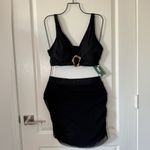 BMJL High Waisted Retro Swimsuit Set Skirt Tummy Control Mesh Sarong Wraps L NWT Black Size L Photo 1