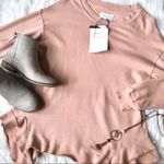 Current/Elliott Slouchy Ruffle Hem Sweater Size 0 XS 100% Cotton Drop Shoulder Photo 1