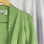 Energie  Vintage Y2K Ramie Medium Ribbed Ruffle Cardigan Lime Green Boho Retro Photo 5