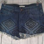 Adam Levine  Denim Blue Patterned Women's Shorts Photo 0