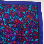 Floral Scarf Paisley Square Women Maximalist Eclectic Vintage Unique Bold Blue Photo 11